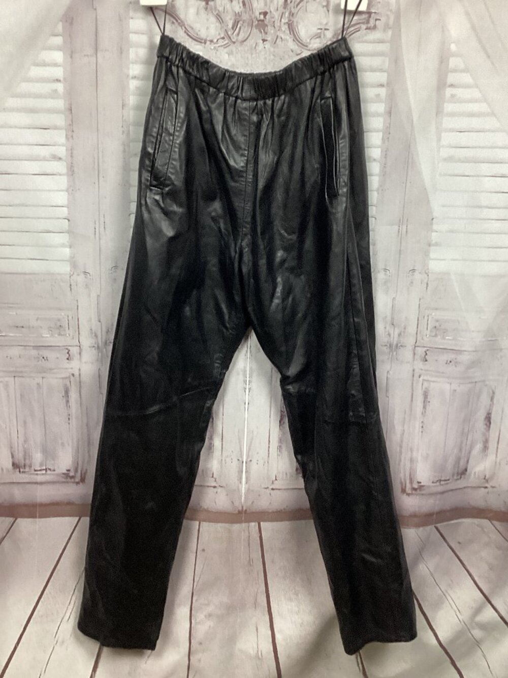 Vintage EREZ Black Leather Pants L